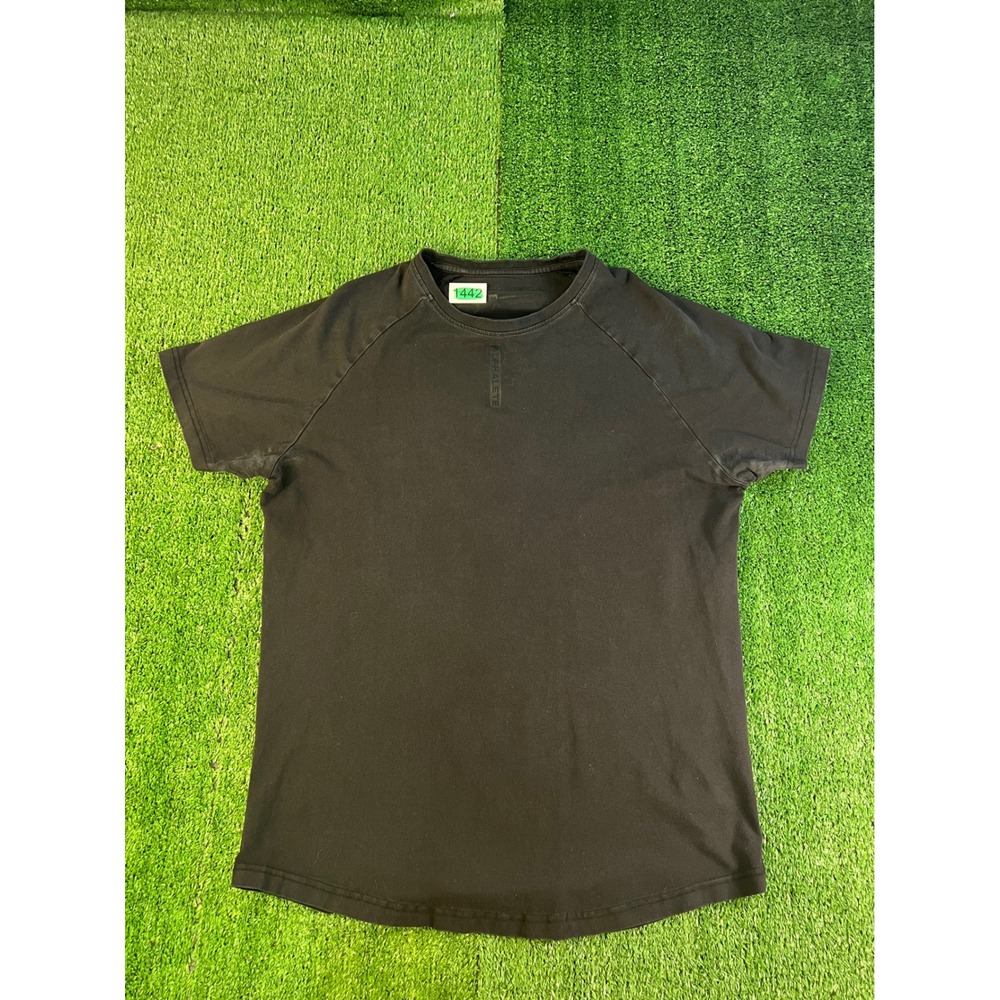 Alphalete Mens Performance Fit Graphic T-Shirt Black Raglan Curved Hem Medium